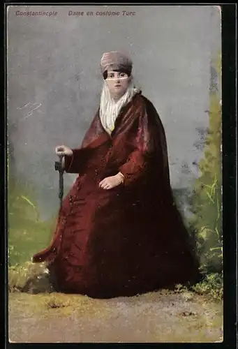 AK Constantinople, Dame en costume Turc, türkische Dame