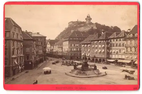 Fotografie Würthle & Spinnhirn, Salzburg, Ansicht Graz, Blick auf den Hauptplatz mit Brunnen