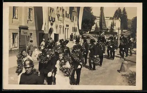 AK Haslach, Heimatfest 1927, Blumenkränze