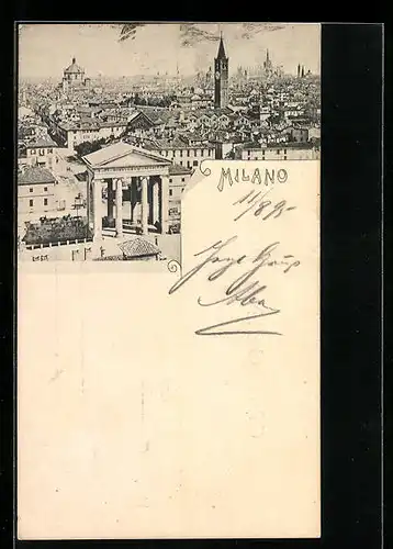 Vorläufer-AK Milano, 1895, Gesamtansicht mit Kirchturm