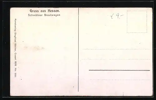AK Schwälmer Brautwagen, hessische Tracht