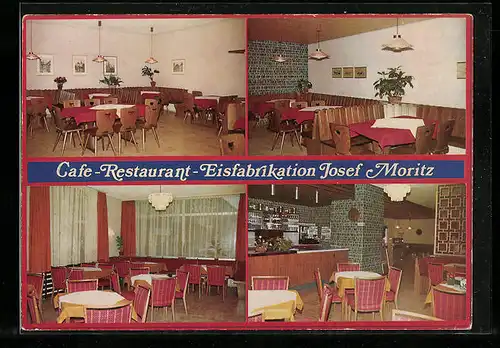 AK Mellrichstadt, Café-Restaurant-Eisfabrikation Josef Moritz, Marktplatz 12
