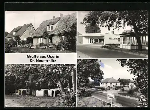 AK Userin, Ortspartie, Blick zur Kaufhalle, Zeltplatz