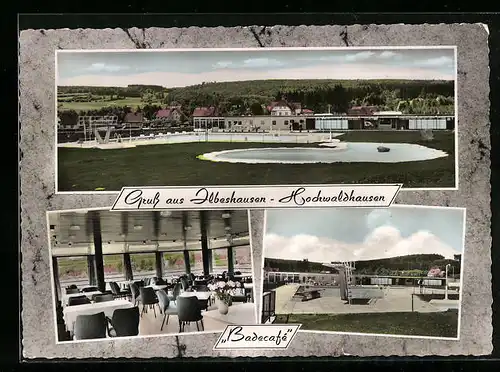 AK Ilbeshausen-Hochwaldhausen, Gasthaus Badecafé, Schwimmbad