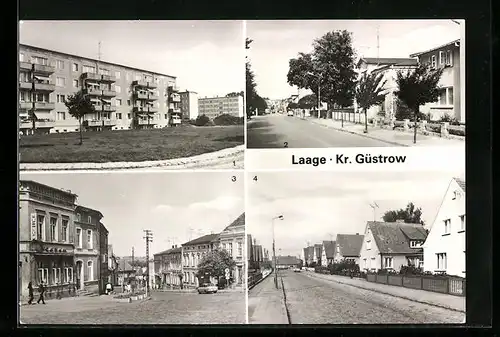 AK Laage, Neubauten, Breesener Strasse, Ernst-Thälmann-Strasse, Paul-Lüth-Strasse