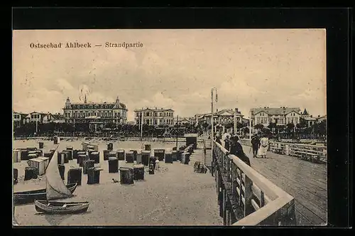 AK Ahlbeck / Usedom, Strandpartie