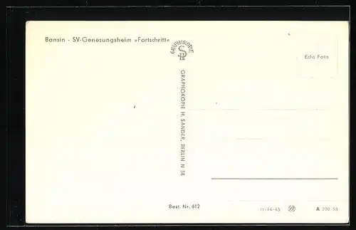 AK Bansin / Usedom, SV-Genesungsheim Fortschritt