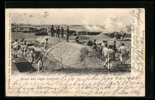AK Lechfeld, Lager Lechfeld, Soldaten heben einen Grabe aus