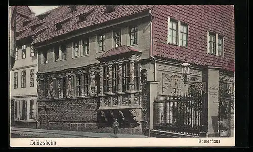 AK Hildesheim, Kaiserhaus mit Bildnissen römischer Kaiser