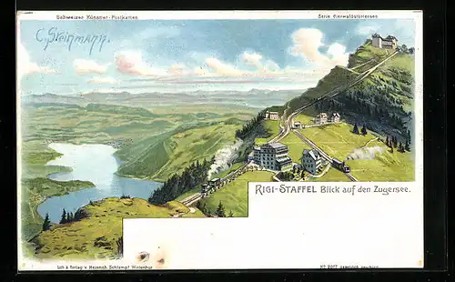 Künstler-AK C. Steinmann Nr. 2077: Rigi-Staffel, Blick auf den Zugersee
