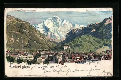 Künstler-AK C. Steinmann Nr. 2138: Interlaken mit Jungfrau