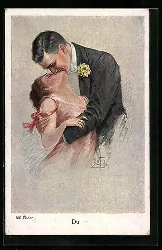 Künstler-AK Bill Fisher: Verliebtes Paar beim Kuss