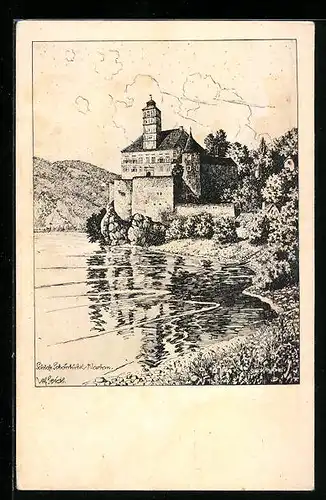 Künstler-AK Ulf Seidl: Wachau, Schloss Schönbühel