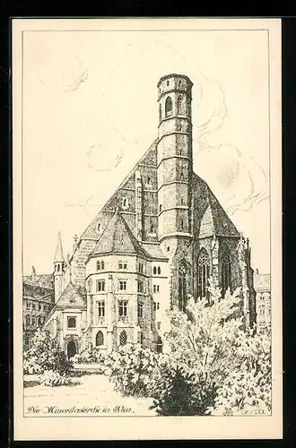 Künstler-AK Ulf Seidl: Wien, Minoritenkirche