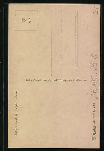 Künstler-AK sign. A. Spiess: Abschied Parsivals von seiner Mutter