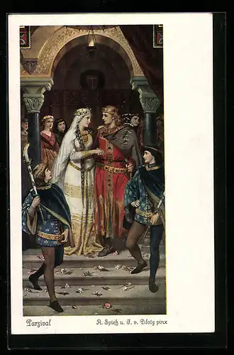 Künstler-AK sign. A. Spiess: Parsivals Hochzeit