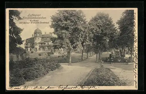 AK Kirchheimbolanden, Kurhaus mit Kaiser-Wilhelm-Denkmal
