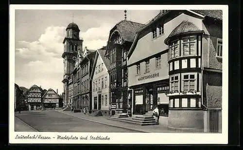 AK Lauterbach / Hessen, Marktplatz und Stadtkirche
