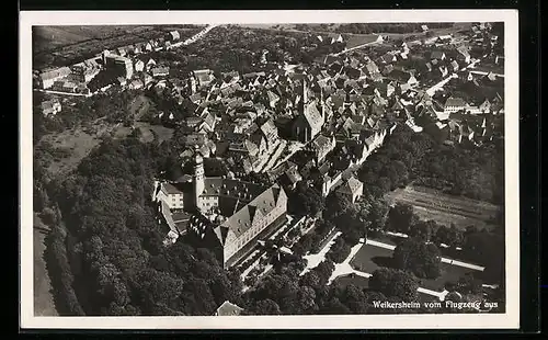 AK Weikersheim, Ortsansicht vom Flugzeug aus gesehen