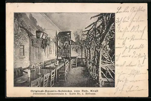 AK Düsseldorf, Gasthaus Original-Bauern-Schänke, Krämerstrasse 8, Hofraum