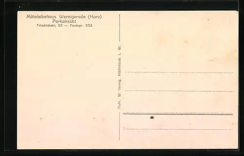 AK Wernigerode / Harz, Mittelelbehaus, Parkansicht, Friedrichstrasse 53