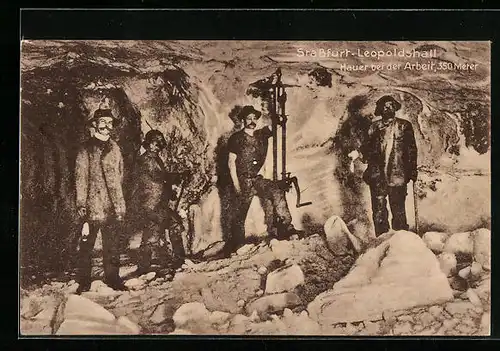 AK Stassfurt-Leopoldshall, Hauer bei der Arbeit, Salzbergwerk