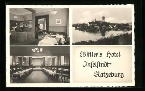 AK Ratzeburg, Wittler`s Hotel, Gr. Kreuzstr. 11, Ortsansicht aus der Vogelschau