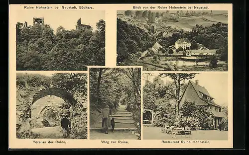 AK Neustadt / Harz, Ruine Hohnstein, Restaurant Ruine Hohnstein, Weg zur Ruine, Tore an der Ruine