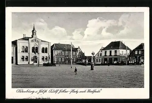 AK Oldenburg i. Holst., Platz mit Rathaus