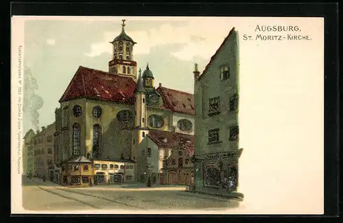 Lithographie Augsburg, St. Moritz-Kirche