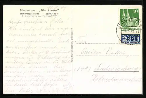 AK Blaubeuren, Gaststätte Die Krone