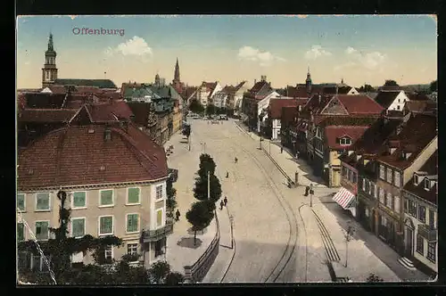 AK Offenburg, Strassenpartie aus der Vogelschau