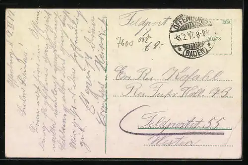 AK Offenburg, Strassenpartie aus der Vogelschau