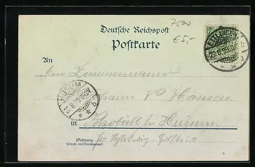 Mondschein-Lithographie Karlsruhe, Ortsansicht vom Schlossturm aus gesehen