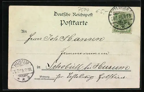 Mondschein-Lithographie Karlsruhe, Marktplatz