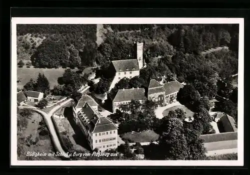 AK Bödigheim, Ortsansicht mit Schloss und Burg vom Flugzeug aus gesehen