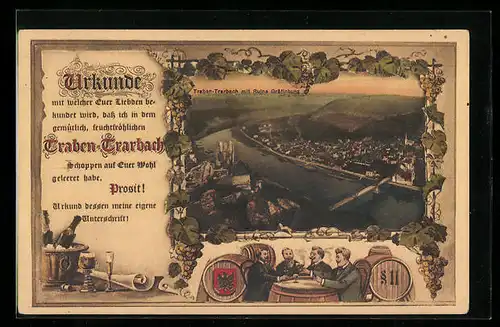 AK Traben-Trarbach, Ortsansicht mit Ruine Gräfinburg