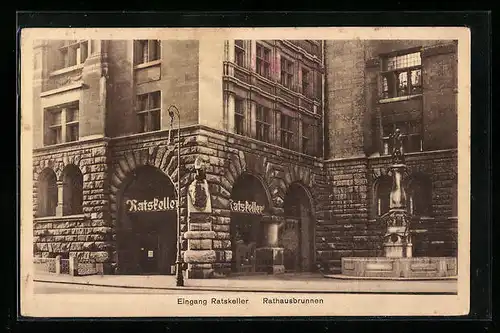 AK Leipzig, Gasthaus Ratskeller, Rathausbrunnen