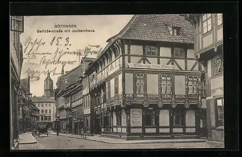 AK Göttingen, Barfüsserstrasse mit Gasthaus Junkernschänke