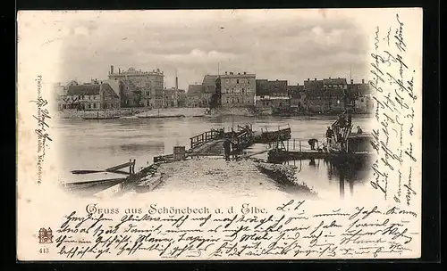 AK Schönebeck / Elbe, Uferpartie