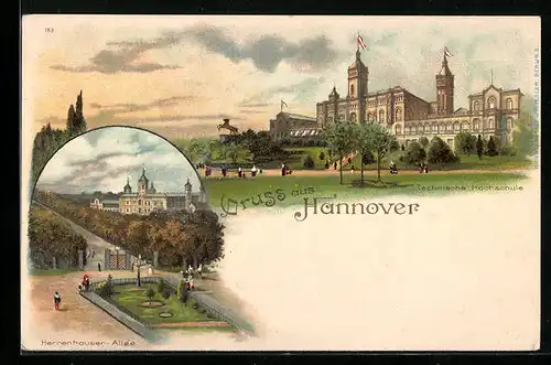 Lithographie Hannover, Technische Hochschule, Herrenhauser Allee