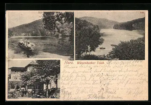 AK Bad Lauterberg / Harz, Wiesenbeker Teich, Seepartie und Gasthaus