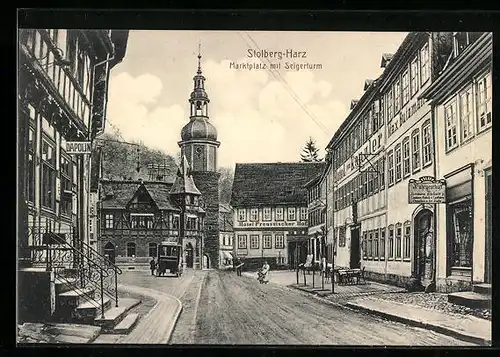 AK Stolberg / Harz, Marktplatz mit Seigerturm