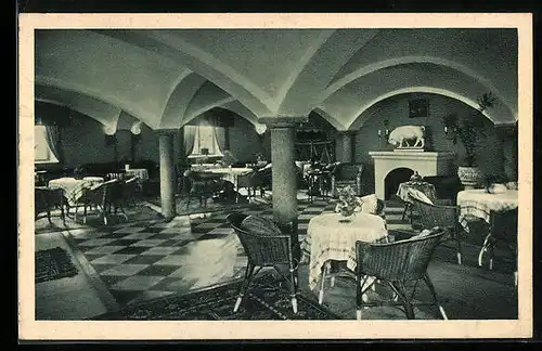 AK Gmund, Gasthaus Schwärzenbach am Tegernsee, Speiseraum