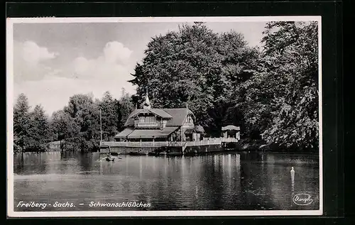 AK Freiberg i. Sa., Gasthaus Schwanschlösschen