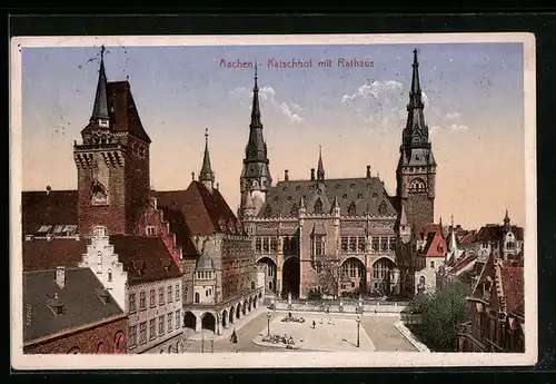 AK Aachen, Katschhof mit Rathaus