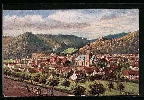 AK Waldkirch / Breisgau, Ortsansicht aus der Vogelschau