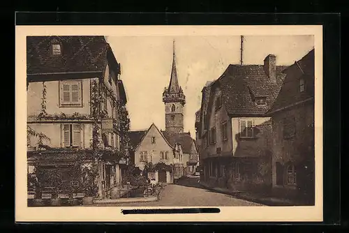 AK Oberehnheim i. Els., Strassenpartie, Blick zur Kirche