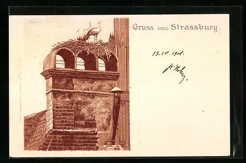 Lithographie Strassburg, Storchennest