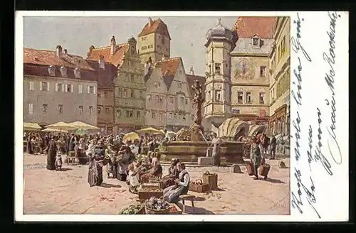 Künstler-AK Paul Hey: Marktplatz Aus einer alten deutschen Stadt